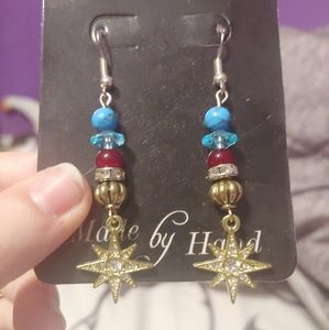 Hand mand beaded earrings